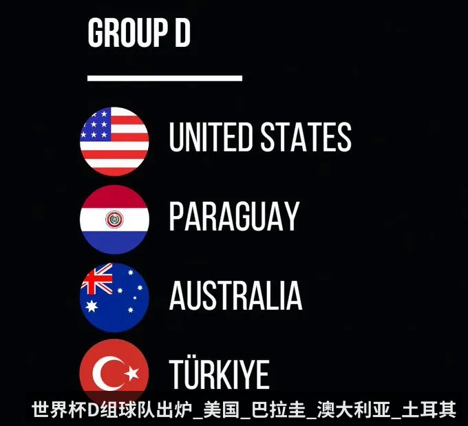 世界杯D组球队出炉_美国_巴拉圭_澳大利亚_土耳其